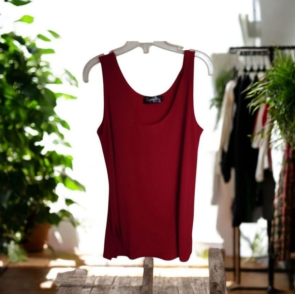 Sympli Made in Canada Solid Red Sleeveless Blouse Size 6 - Picture 1 of 6
